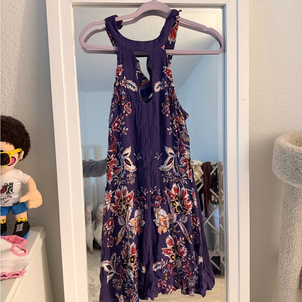 Blue Rain floral high neck purple dress